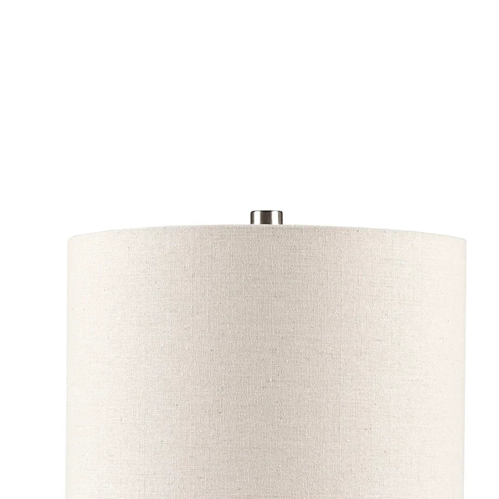 Triangular Ceramic and Wood Table Lamp Cream Brown - okeli lights