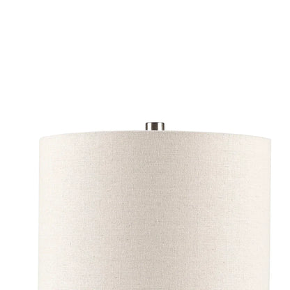 Triangular Ceramic and Wood Table Lamp Cream Brown - okeli lights