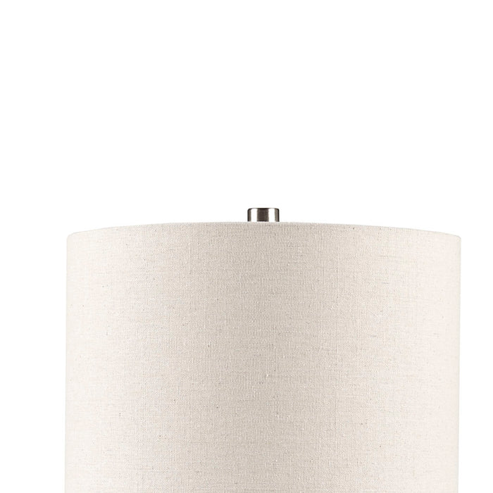 Triangular Ceramic and Wood Table Lamp Cream Brown