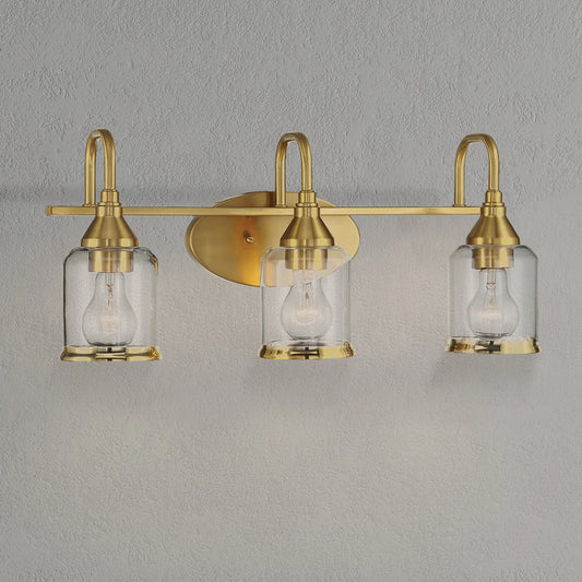 Twilight Brushed Gold Contemporary Vanity Light with Clear Glass Dining Room Lighting Fixtures - okeli lights