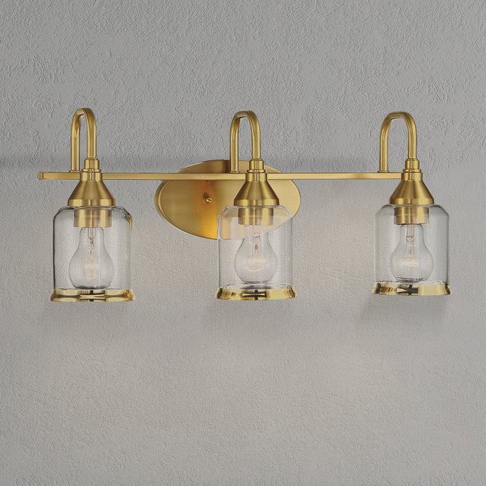 Twilight Brushed Gold Contemporary Vanity Light with Clear Glass Dining Room Lighting Fixtures