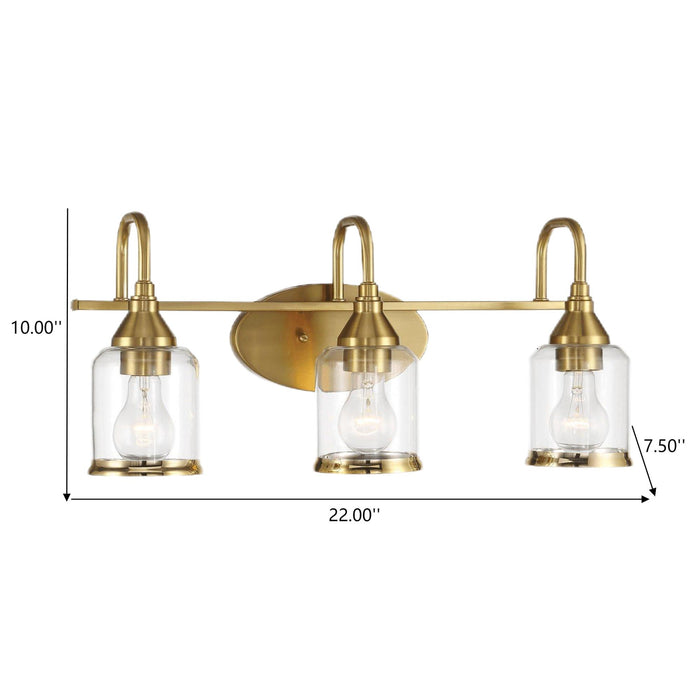 Twilight Brushed Gold Contemporary Vanity Light with Clear Glass Dining Room Lighting Fixtures
