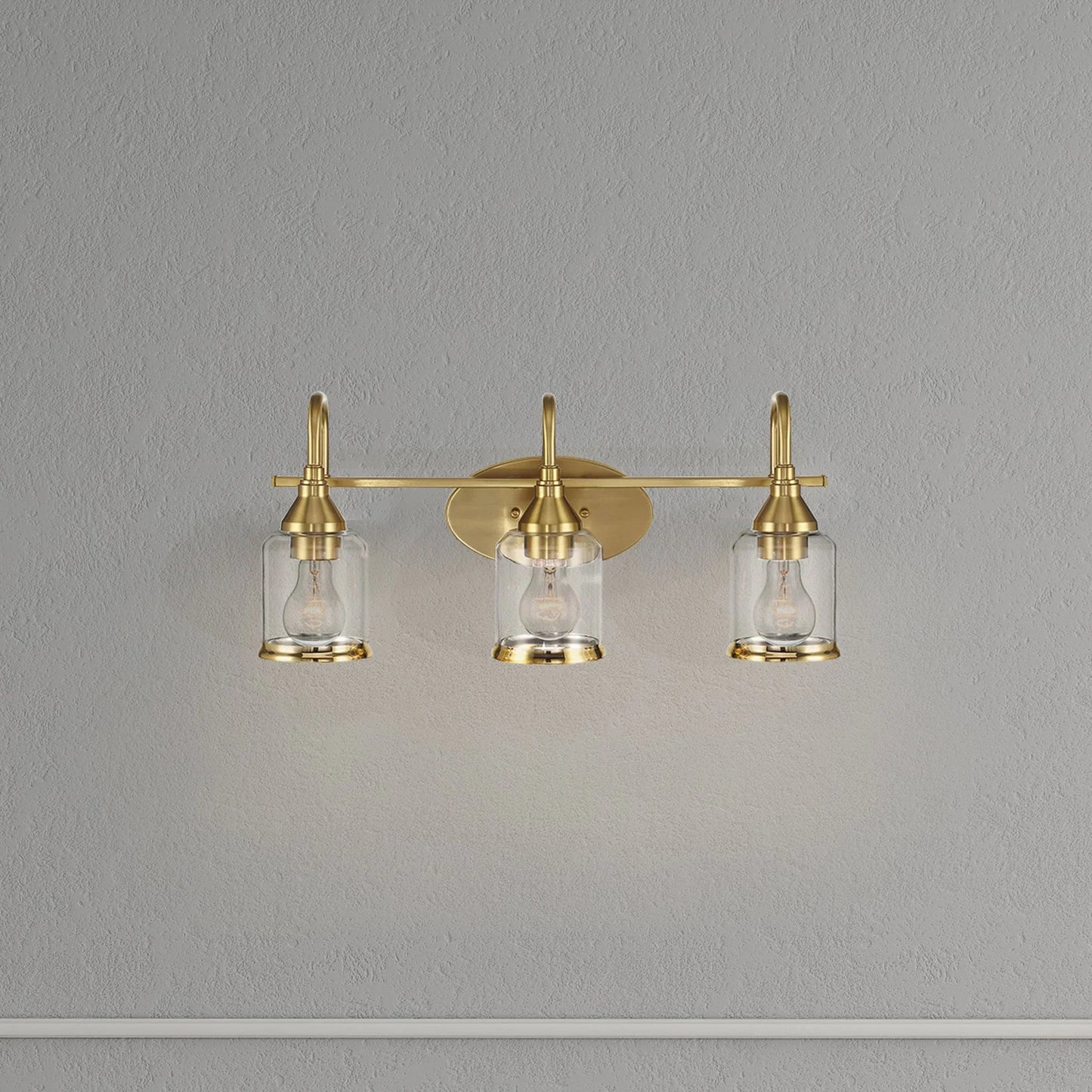 Twilight Brushed Gold Contemporary Vanity Light with Clear Glass Dining Room Lighting Fixtures - okeli lights