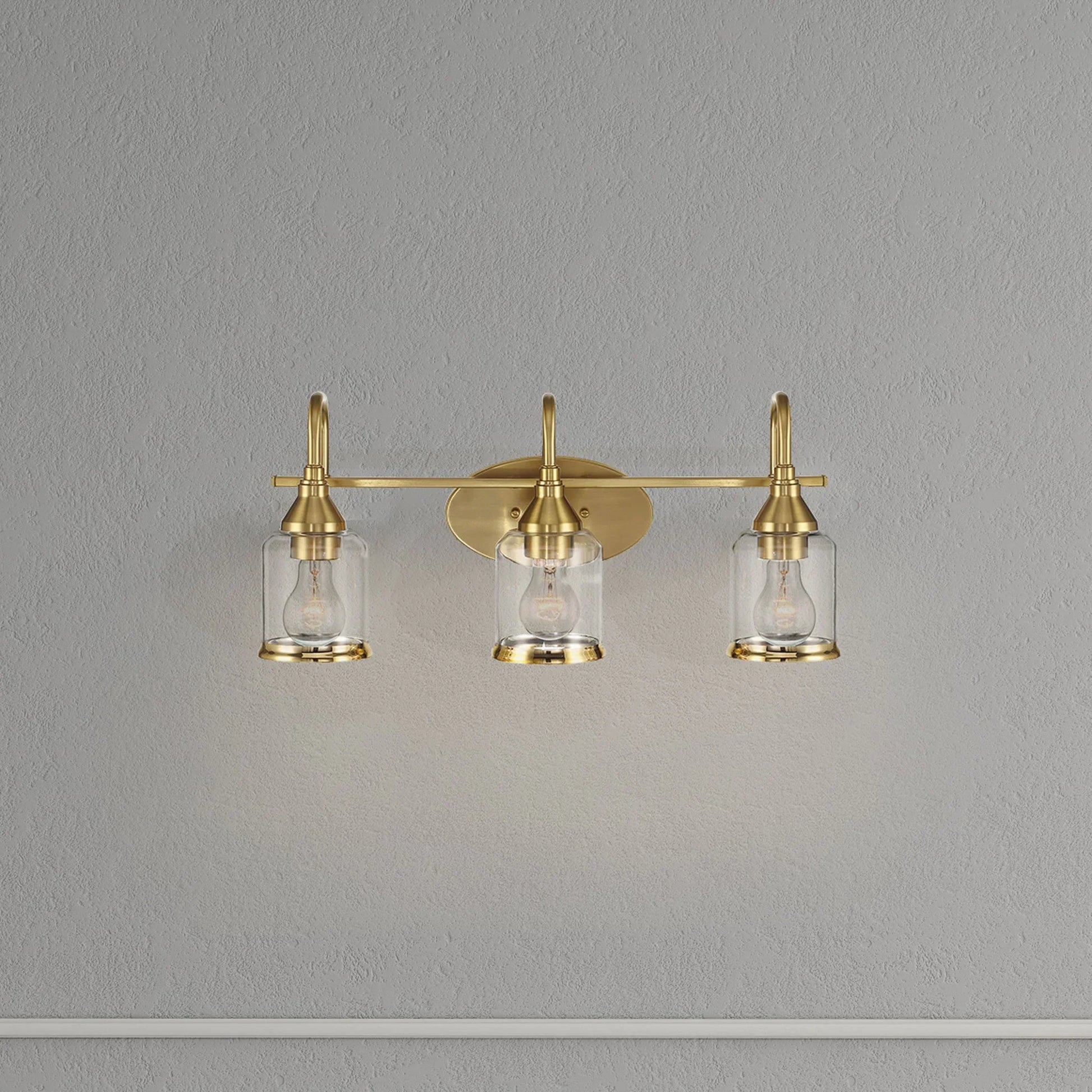 Twilight Brushed Gold Contemporary Vanity Light with Clear Glass Dining Room Lighting Fixtures - okeli lights