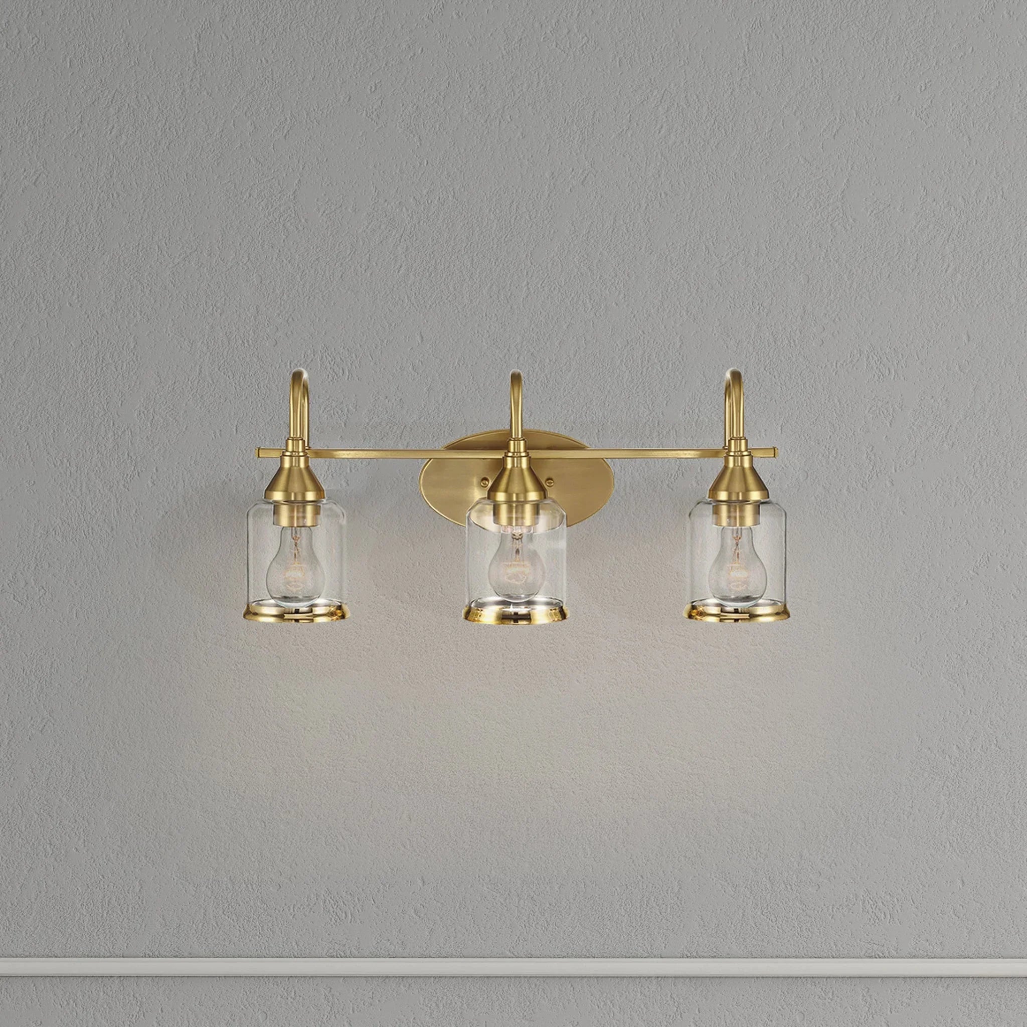 Twilight Brushed Gold Contemporary Vanity Light with Clear Glass Dining Room Lighting Fixtures - okeli lights