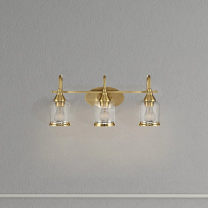 Twilight Brushed Gold Contemporary Vanity Light with Clear Glass Dining Room Lighting Fixtures - okeli lights