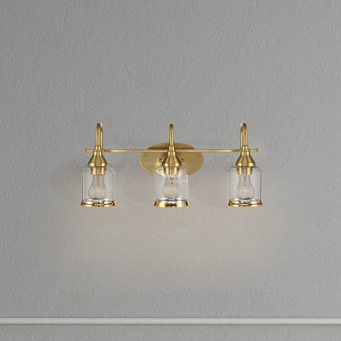 Twilight Brushed Gold Contemporary Vanity Light with Clear Glass Dining Room Lighting Fixtures