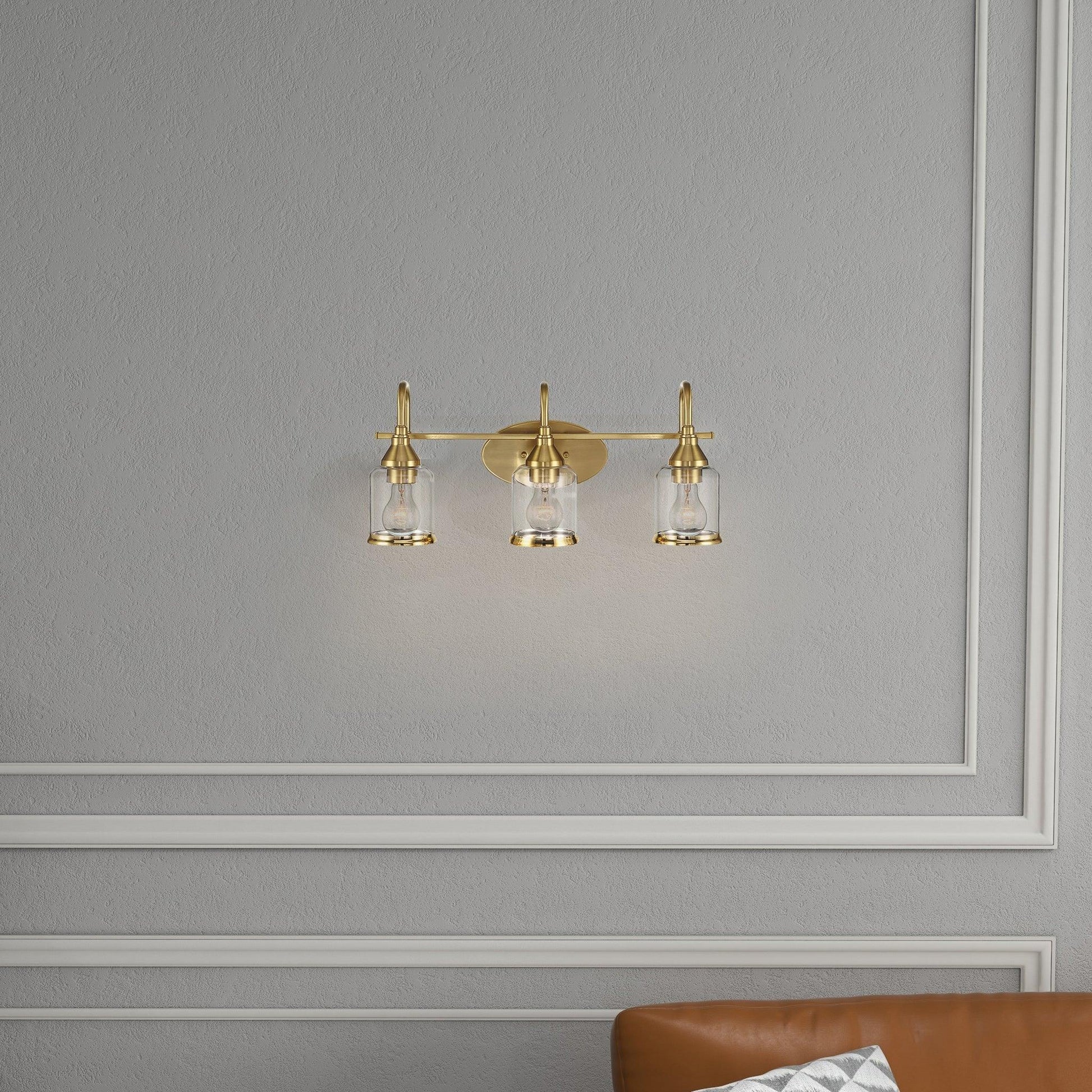 Twilight Brushed Gold Contemporary Vanity Light with Clear Glass Dining Room Lighting Fixtures - okeli lights