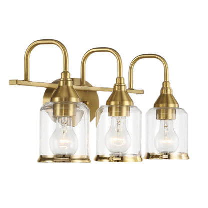 Twilight Brushed Gold Contemporary Vanity Light with Clear Glass Dining Room Lighting Fixtures - okeli lights