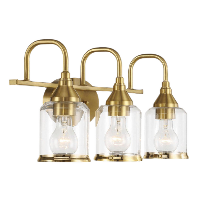 Twilight Brushed Gold Contemporary Vanity Light with Clear Glass Dining Room Lighting Fixtures