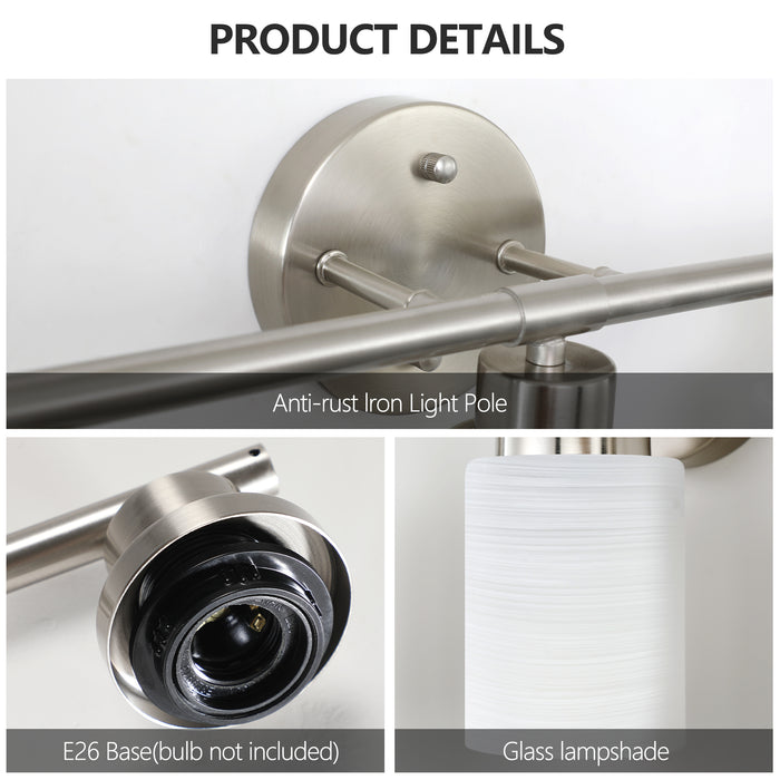 Vanity Wall Sconce Frosted Glass Shades for Bathroom or Hallway Lighting 4-5-6-8Light