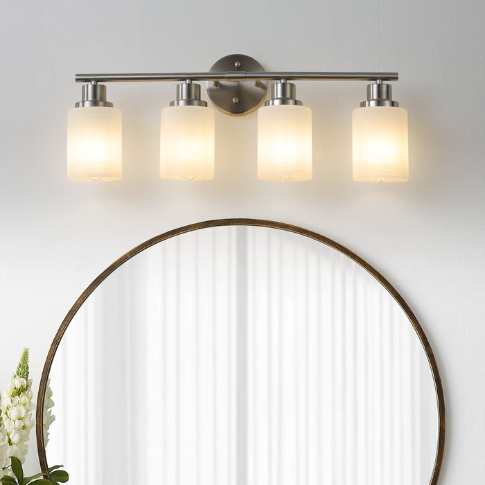 Vanity Wall Sconce Frosted Glass Shades for Bathroom or Hallway Lighting 4-5-6-8Light