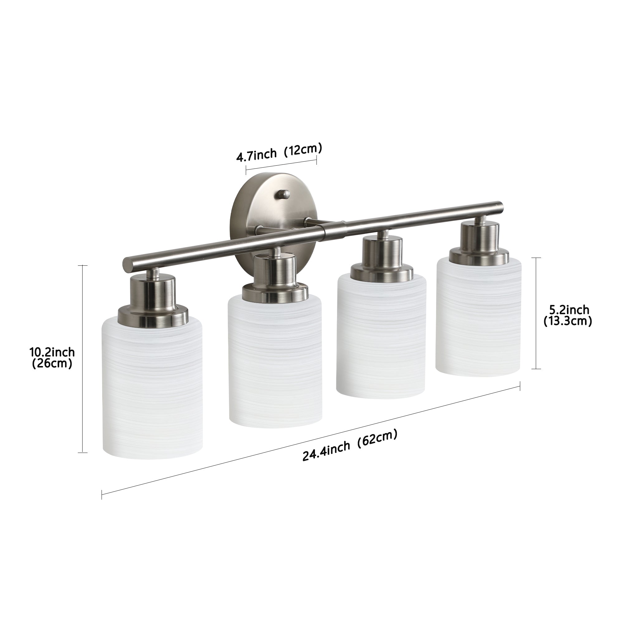 Vanity Wall Sconce Frosted Glass Shades for Bathroom or Hallway Lighting 4-5-6-8Light