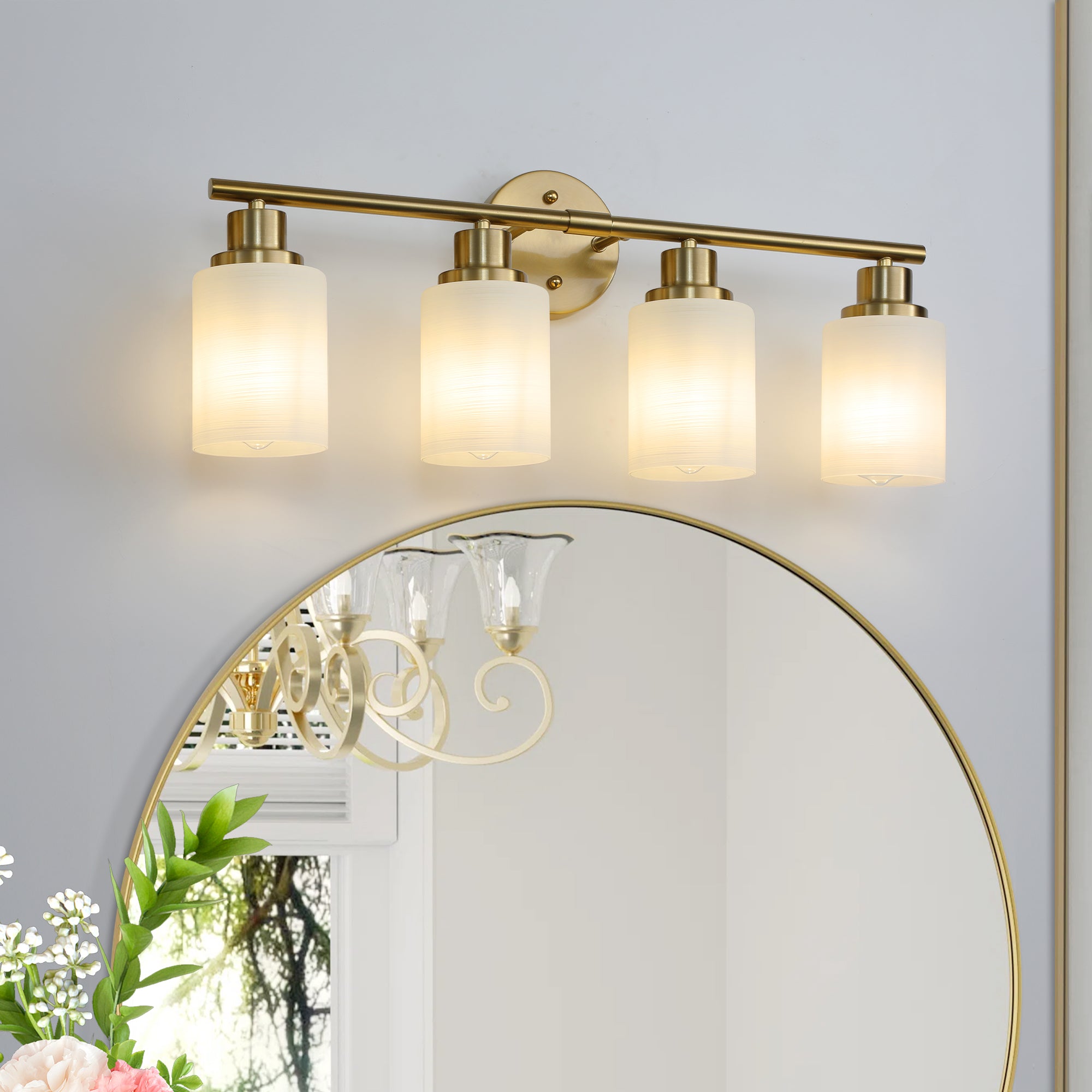 Vanity Wall Sconce Frosted Glass Shades for Bathroom or Hallway Lighting 4-5-6-8Light