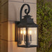 Outdoor Wall Lantern Light Vintage Black Metal Sconce with Clear Seeded Glass - okeli lights