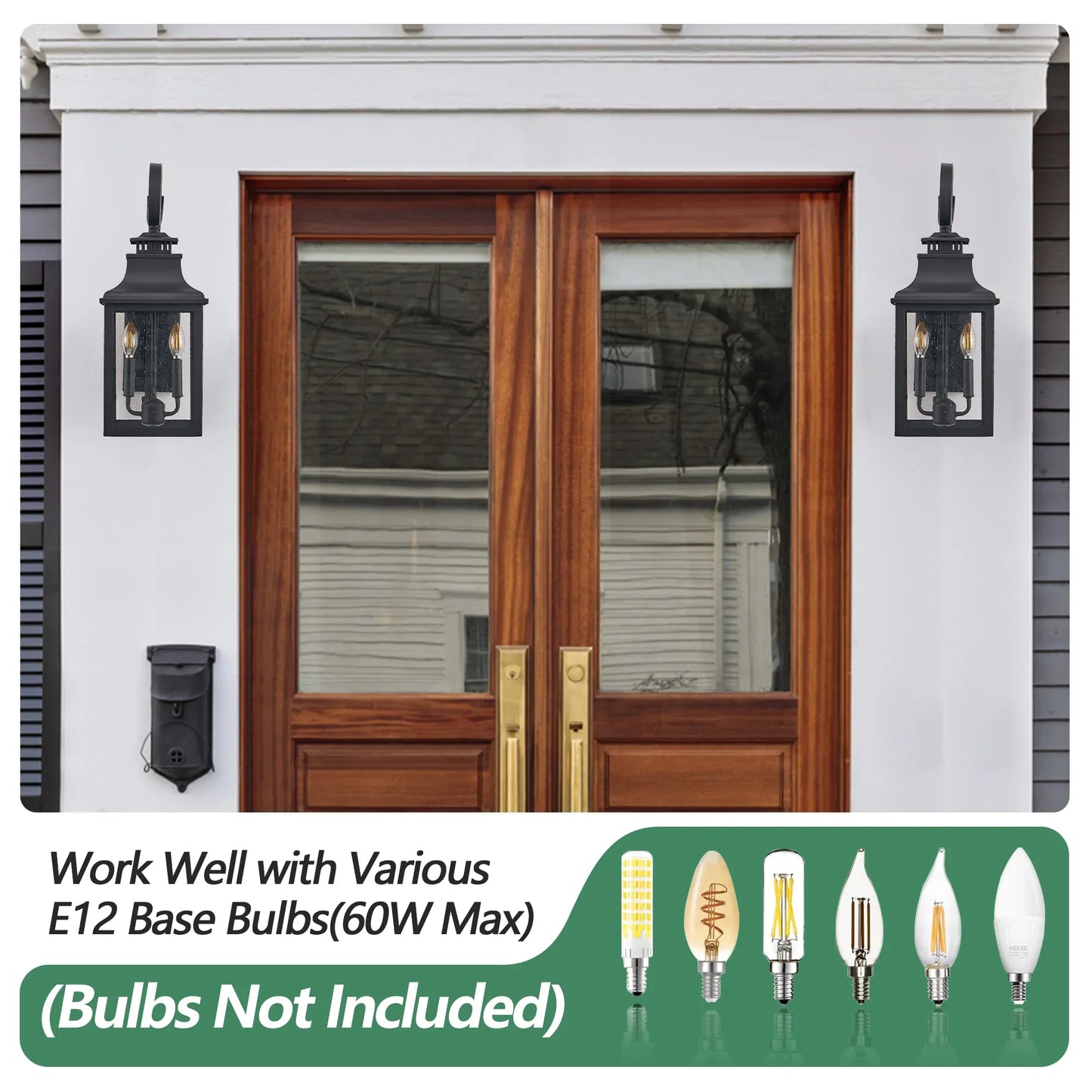 Outdoor Wall Lantern Light Vintage Black Metal Sconce with Clear Seeded Glass - okeli lights