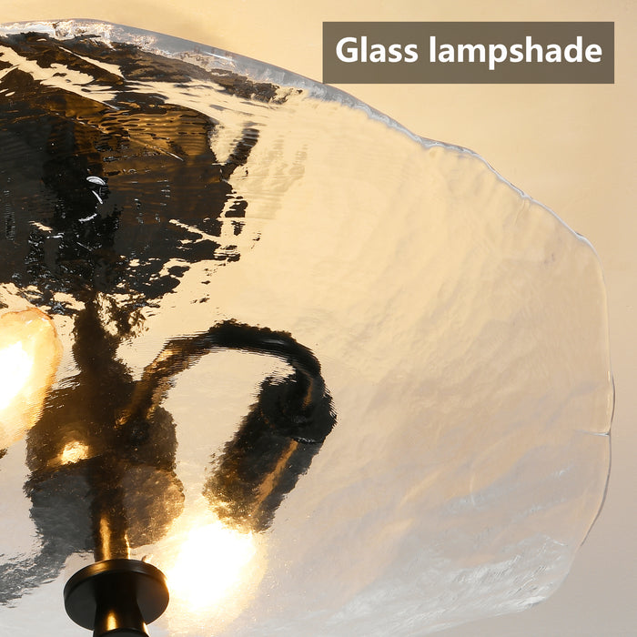 Ceiling Light Fixtures Flush Mount Indoor Outdoor Ceiling Light with Water Ripple Glass