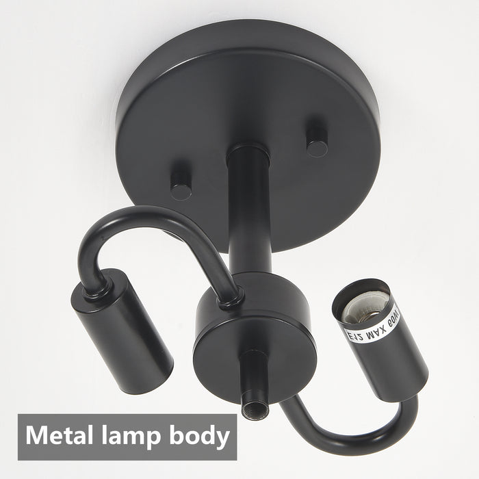 Ceiling Light Fixtures Flush Mount Indoor Outdoor Ceiling Light with Water Ripple Glass