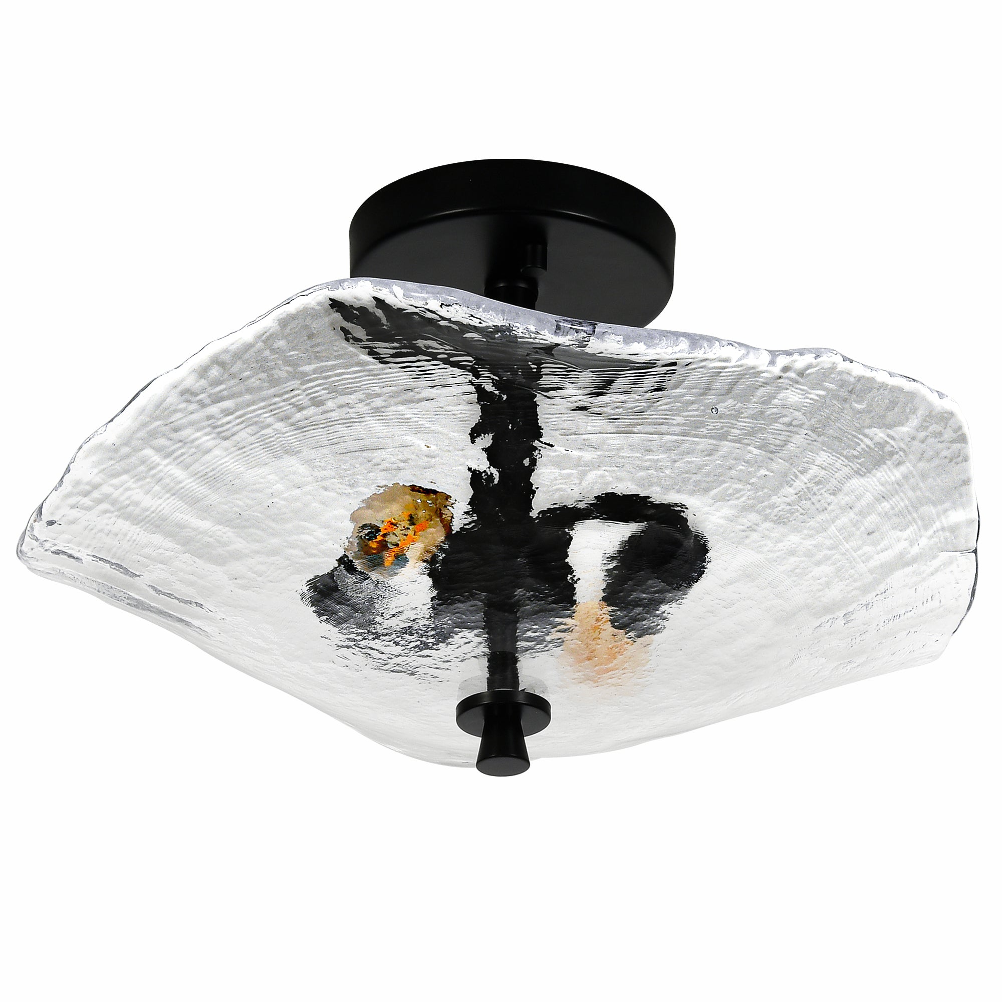 Ceiling Light Fixtures Flush Mount Indoor Outdoor Ceiling Light with Water Ripple Glass