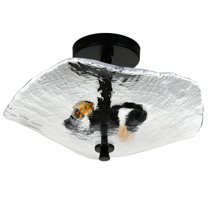 Ceiling Light Fixtures Flush Mount Indoor Outdoor Ceiling Light with Water Ripple Glass