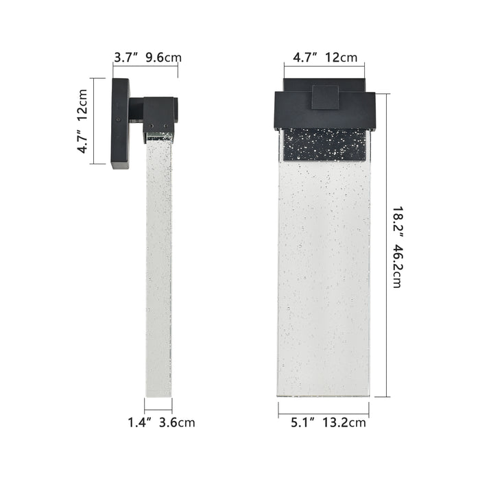 Modern Outdoor Wall Light Fixture Weatherproof LED Wall Sconce with Bubble Crystal Up and Down Lighting
