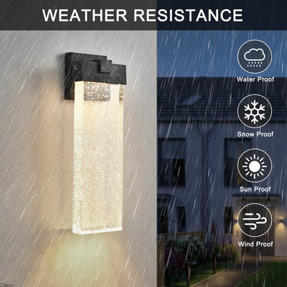 Modern Outdoor Wall Light Fixture Weatherproof LED Wall Sconce with Bubble Crystal Up and Down Lighting - okeli lights