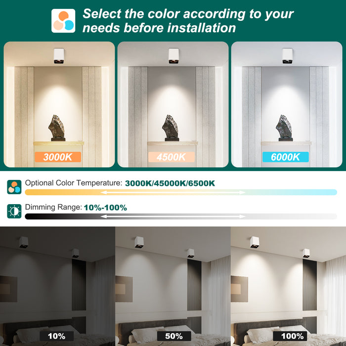 Modern LED Dimmable Ceiling Light Fixtures 20W 1300LM 2700K-6000K Cuboidal 3pack