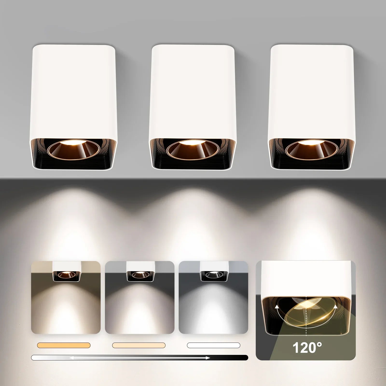Modern LED Dimmable Ceiling Light Fixtures 20W 1300LM 2700K-6000K Cuboidal 3-pack - okeli lights