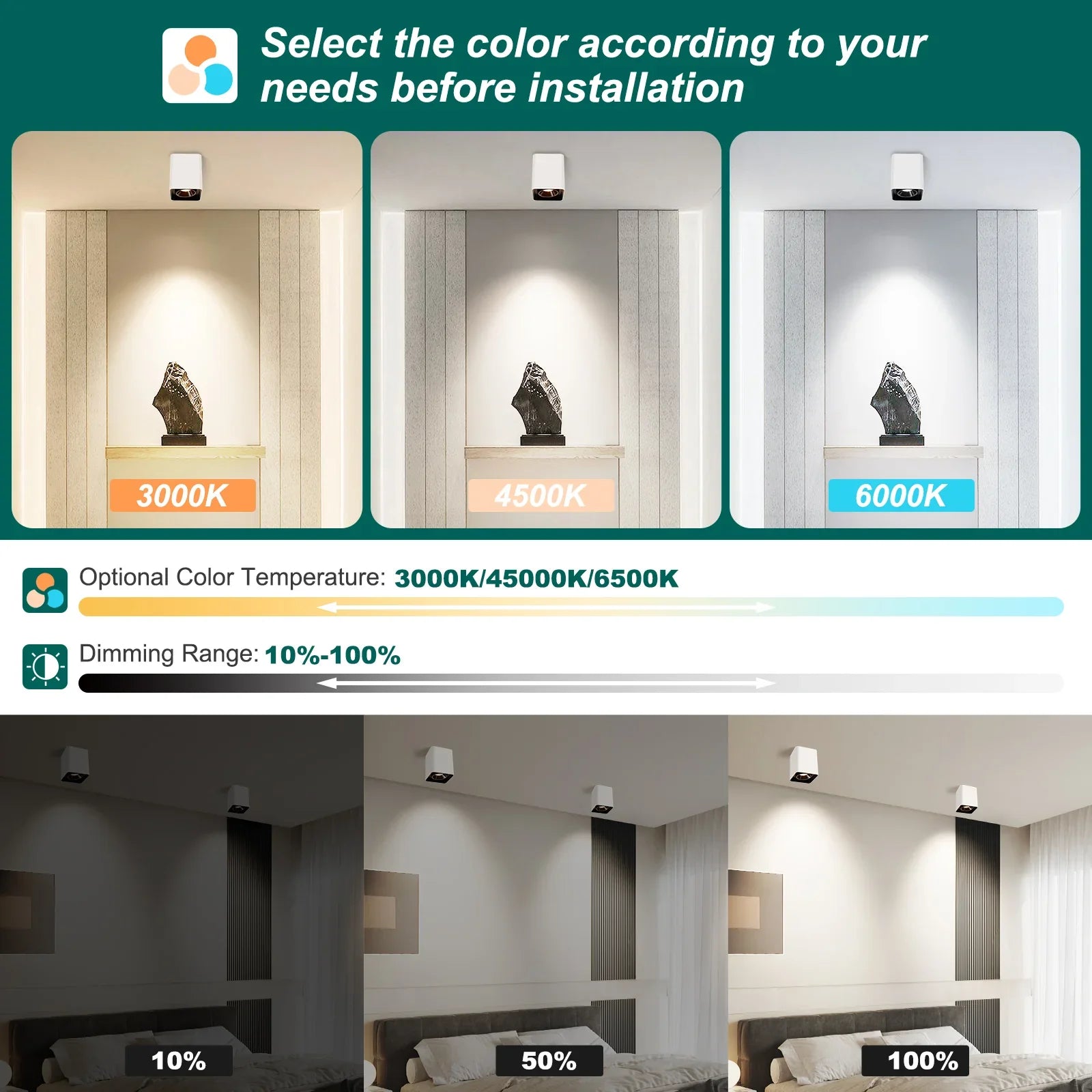 Modern LED Dimmable Ceiling Light Fixtures 20W 1300LM 2700K-6000K Cuboidal 3-pack - okeli lights
