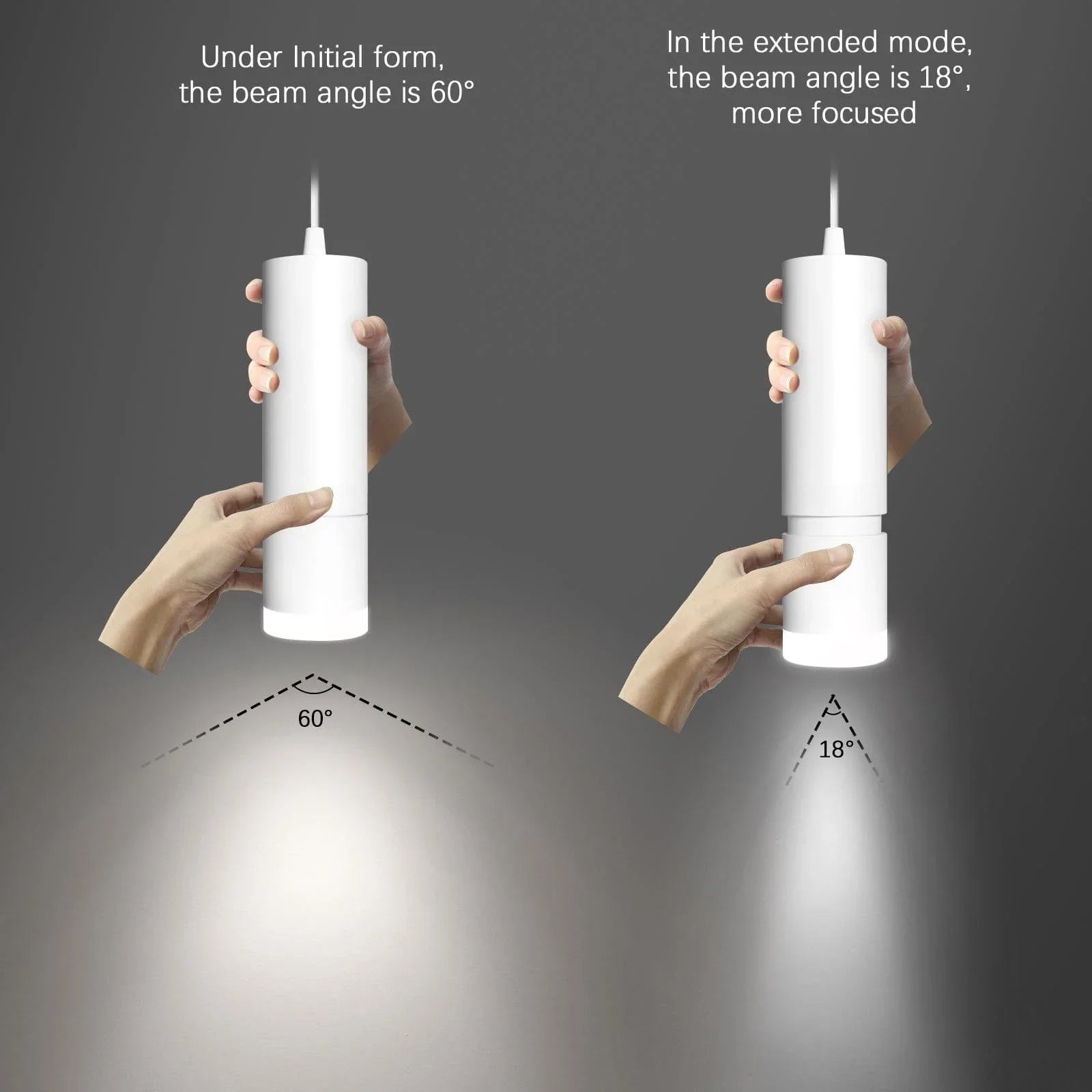 OKELI White Modern Pendant Lights LED Mini Kitchen Island Lights Adjustable Focus 1-Pack - okeli lights