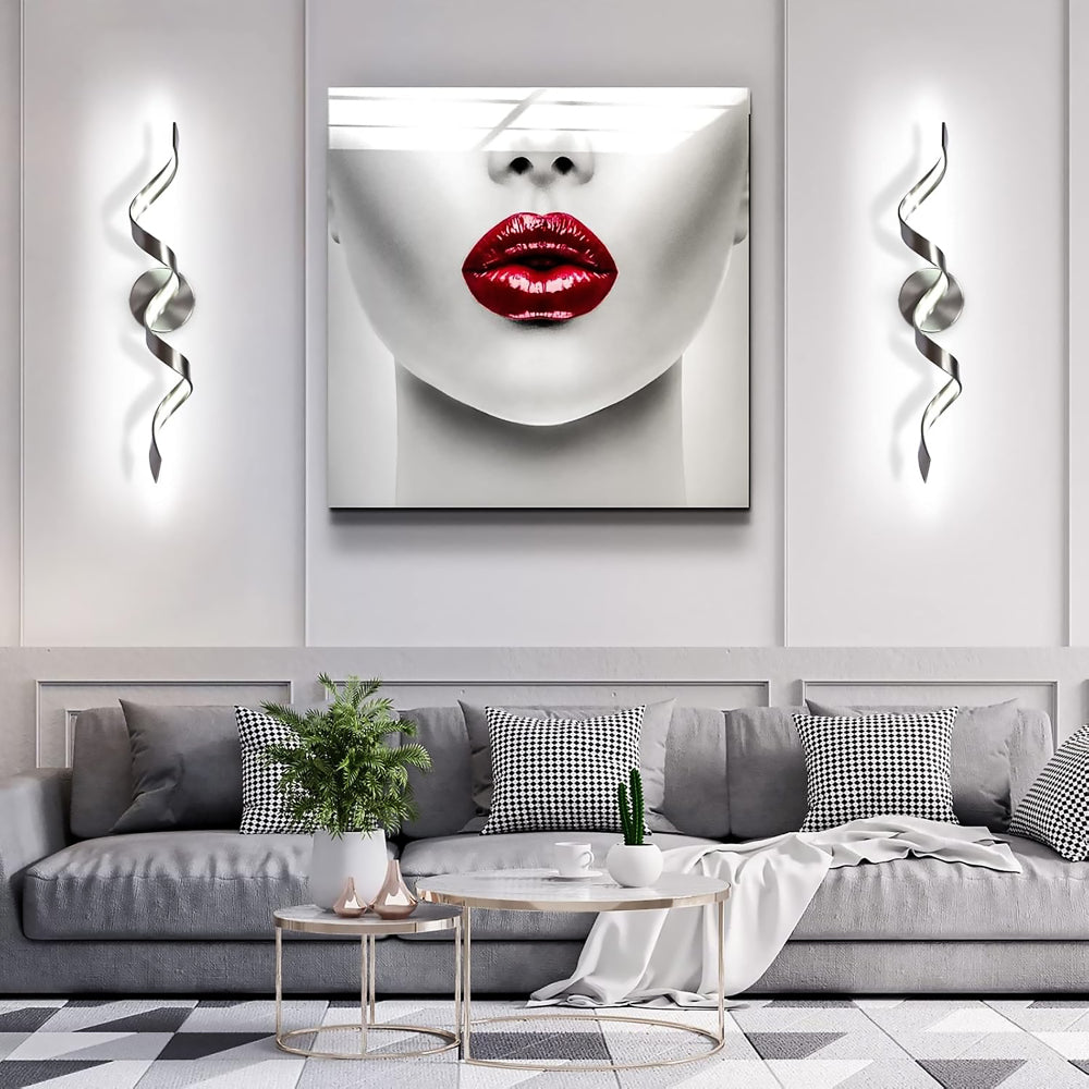 24-Inch Modern Spiral LED Bathroom Vanity Light, Dimmable Black Wall Light Fixture for Bathroom Mirror