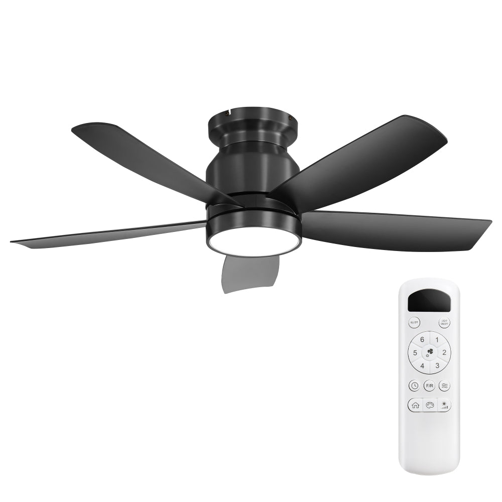 42" Flush Mount Ceiling Fan with LED Light & Remote Dimmable 3CCT Lighting Reversible DC Motor