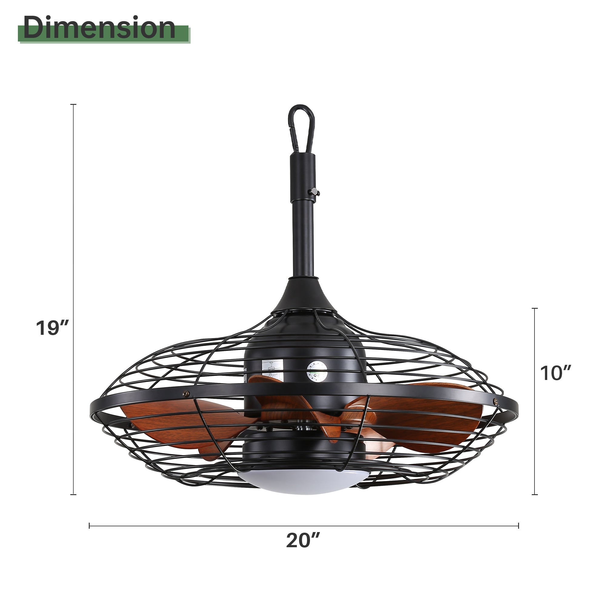 20-Inch Downrod Mount Ceiling Fan LED 18W 3CCT for Outside Patios Pergola