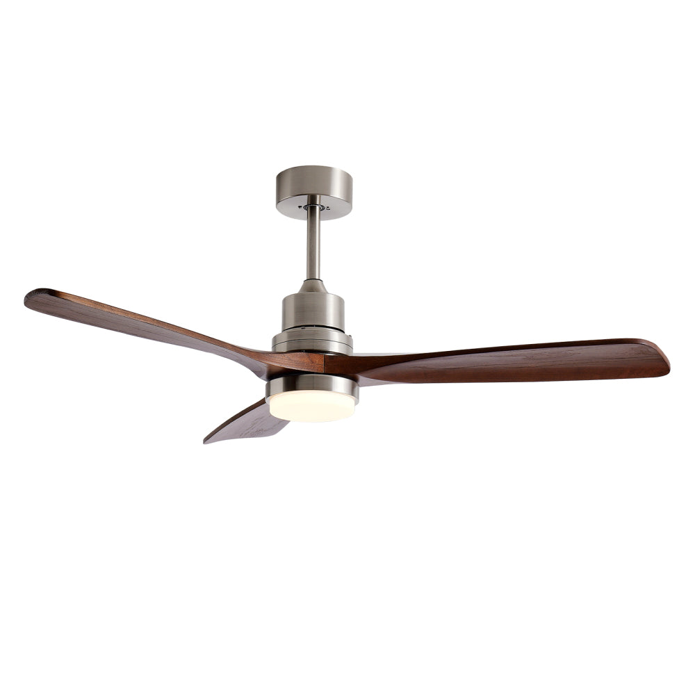 52-Inch Modern Ceiling Fan with Light, 3-Blade DC Motor Ceiling Fan with Remote Control, 6 Speeds, 3 CCT, Brushed Nickel & Black