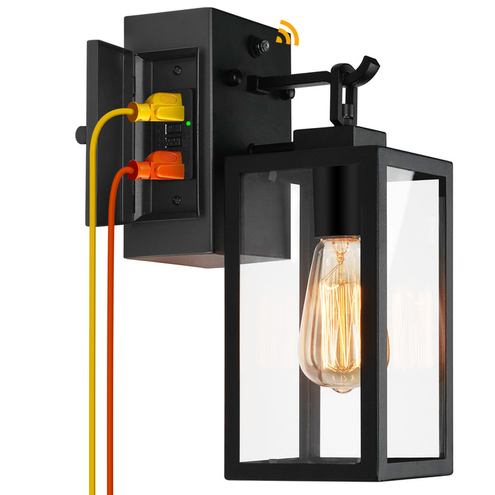 Outdoor Wall Lights 1-2-Pack Porch Lights Dusk to Dawn with GFCI Outlet