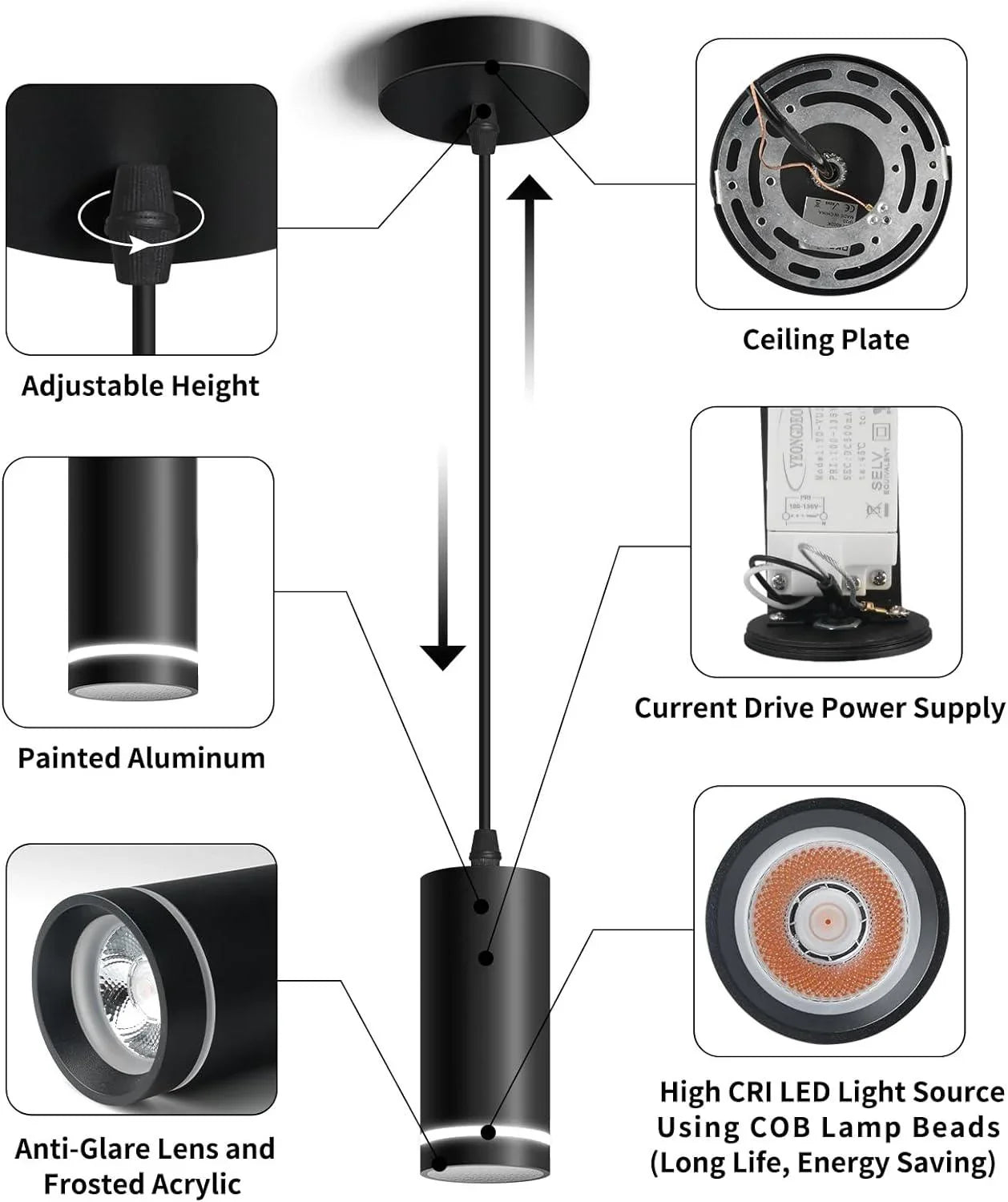 OKELI Mini Modern Pendant Light Black 3-Lights Fixtures - okeli lights