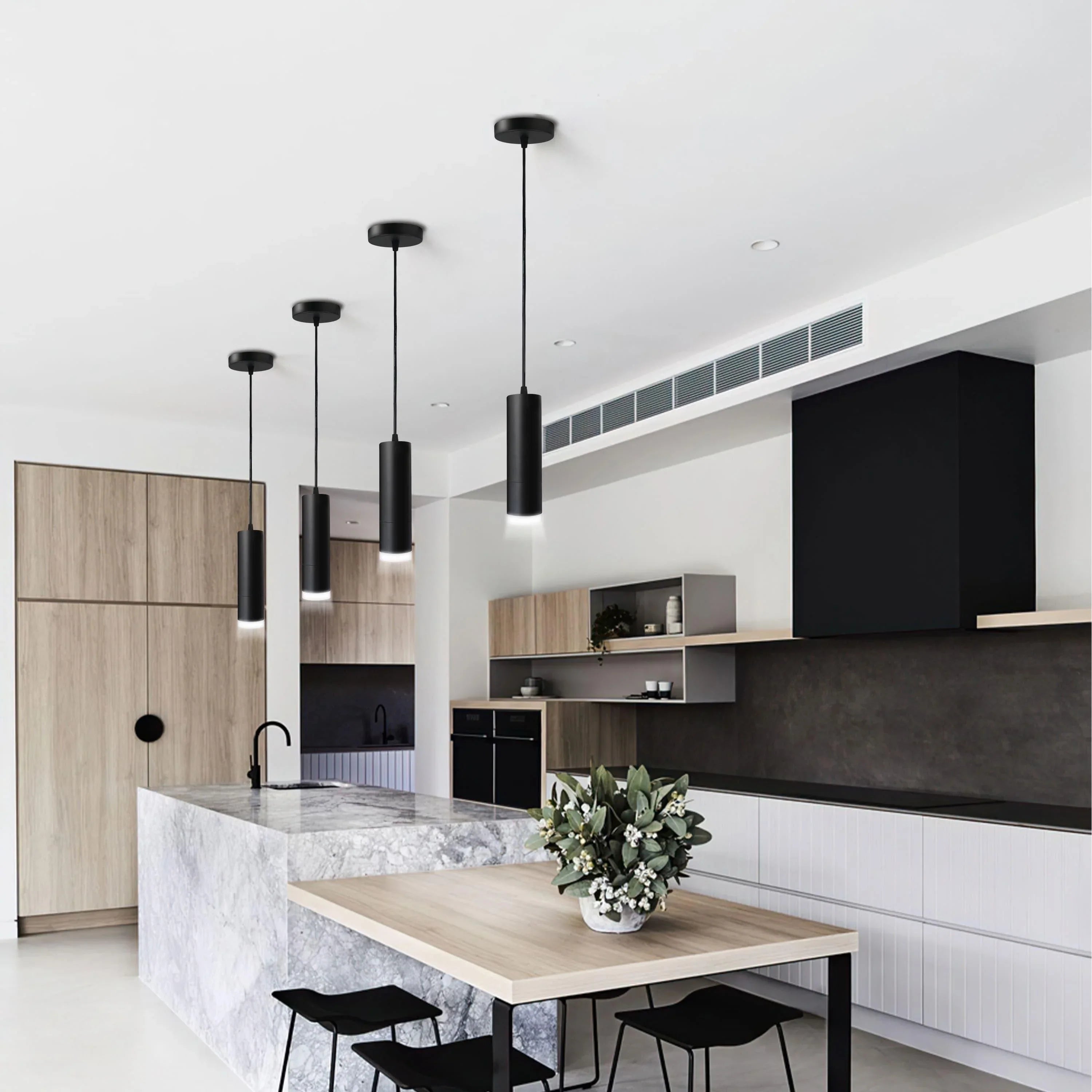 OKELI Pendant Lights Kitchen Island Modern Black Pendent Light Fixture 3-Pack - okeli lights