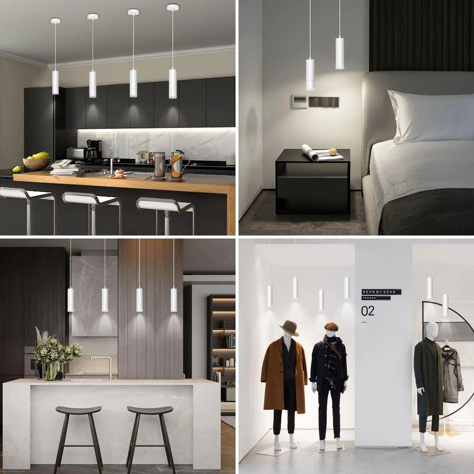 OKELI White Modern Pendant Lights LED Mini Kitchen Island Lights Adjustable Focus 1-Pack - okeli lights