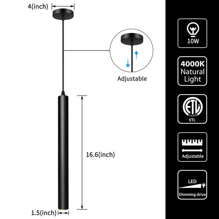 OKELI Pendant Lights Kitchen Island Modern Black Fixture LED Minimalist Strip 3Pack - okeli lights