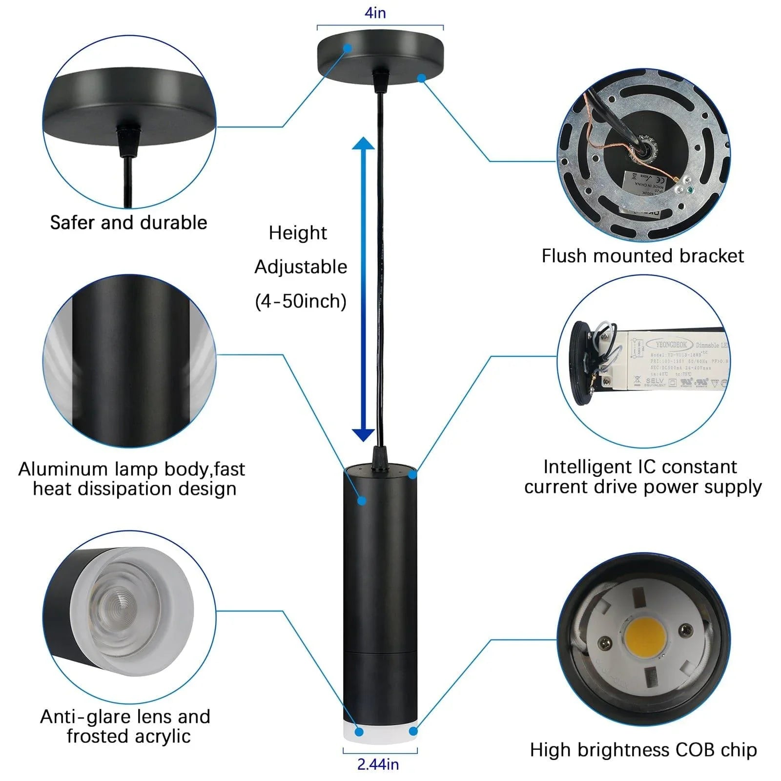 OKELI Pendant Lights Kitchen Island Modern Black Pendent Light Fixture 3-Pack - okeli lights